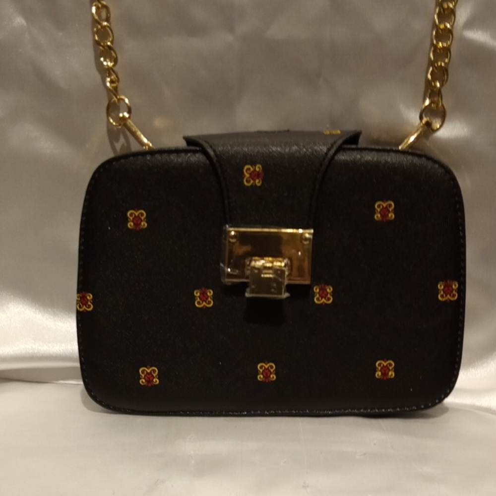 Black and Gold Mini Bag with Chain Strap